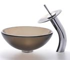 C-gv-103fr-14-12mm-10ch 796183 Frosted 14 Faucet Brown Vessel Glass Id Waterfall Sink .