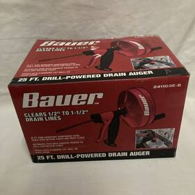 Bauer 66262 25 Ft Drill-powered Drain Auger Clears 1/2 Inch To 1 Lines In Box