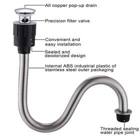 Jh-m-001b Bellecto Pop-up Sink Drain Bathroom Plunger With Overflow Anti Odor
