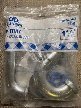 1000-049-483 Dearborn P-trap 17 Gauge Brass 1-1/2 Inch Includes J-bend Wall Tube Nuts Etc