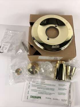 T1324-pbtp Delta Nos Classic Shower Trim Polished Brass With Crystal Handle