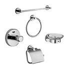 Essentials Grohe Dish Hook Pc Set Bar Bath Ring Chrome 5 Accessory Soap Towel