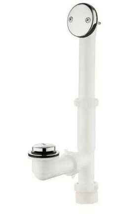 Sh-7100-p-01-03-1 Everbilt Readeverbilt Easy Touch 1-1/2 Inch White Poly Pipe Bath Waste/overflow Drain Chrome
