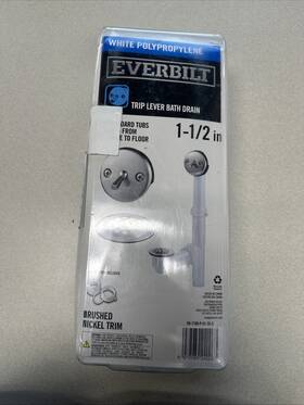 Sh-7100-p-01-05-5 Everbilt 1 1/2 Inch White Poly Pipe Lever Bath Overflow Drain Brushed Nickel 4a17