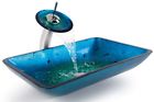 C-gvr-204-re-10ch Faucet 796289 Glass Waterfall Id Blue Irruption Rectangular Sink