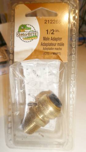 212265 Gatorbite 1/2 Inch Brass Push-fit Removable Male Adapter Sharkbite