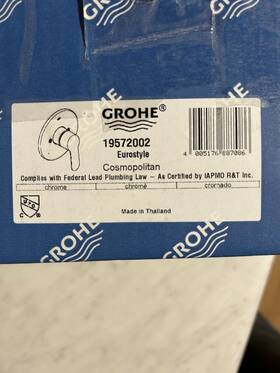 19572002 Groh Corp Grohe Inch Eurostyle Cosmopolitan Chrome Pressure Balance Valve Trim Only