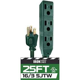 Ifc-163g25ps3 Iron Forge Cable 25 Ft Extension Cord With 3 Electrical Power 25ft Green