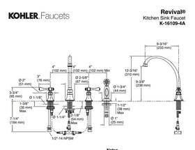 Kohler 1093053-b 1093053-bn / K-16111 Revival Kitchen Sink Faucet 12 Inch Spout Brushed Nickel
