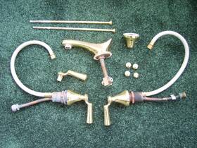 K-108-4-pb Kohler Antique Widespread Faucet Polished Brass Pre Owned Bathroom Sink