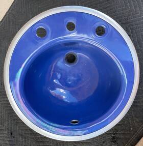 K-2910-18 Kohler Vintage K-2910 18 Inch Round Radiant Self-rimming Bathroom Sink Cobalt Blue