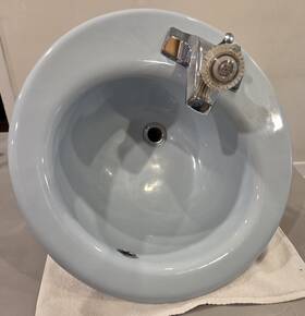 Kohler K-2916 Vintage 19 10 Round Self-rimming Bathroom Sink Blue With Moen Faucet