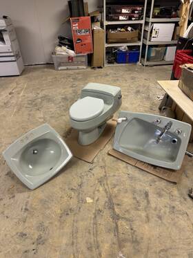 K-3397 Kohler Bathroom Set Lowboy Toilet Castelle Sink Cast Iron Lady Vanity Porcelain