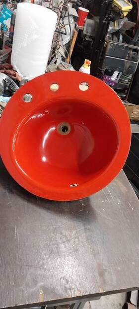 K-2910 Kohler K2910 Nice Vintage 1965 18 Inch Round Bathroom Sink Antique Red Cast Iron