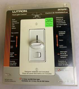 Lutron 027557684521 Electronics Sfsq-lfh-wh Fan/light Controls Slide To Off Fan Control Nib