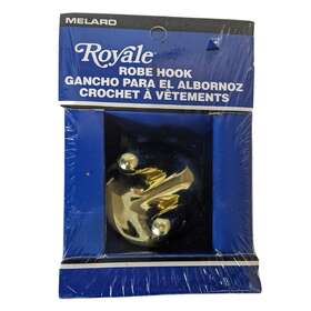 60855 Melard Polished Brass Robe Hook Double Royale Vintage Bathroom Hooks