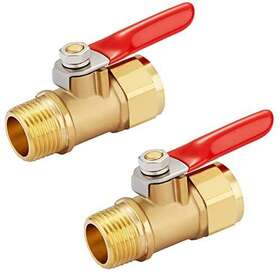 Minimprover 779605312282 Heavy Duty Brass 2 Pcs Inline Mini Ball Valve Shut Off Switch 3/8 Inch Npt Male