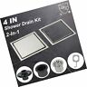 Mo03-stileinf-4 Modbath Inch Square Shower Drain With Base Flange Outlet Brushed