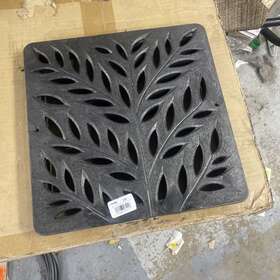 1218 Nds 12 Inch Square Catch Basin Drain Grate Decorative Botanical Design Black