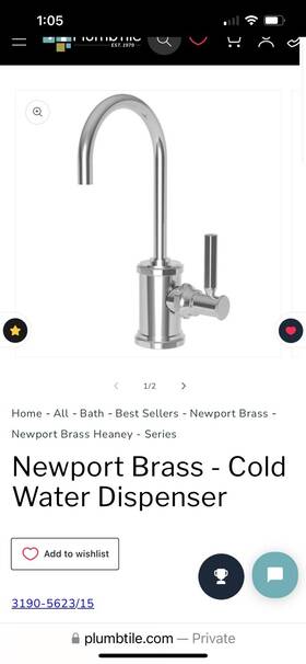 2940-5623 Newport Brass 2940-5623/15 Taft Cold Water Dispenser Polished Nickel