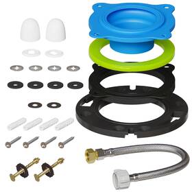 Rn-fpfl03 Raingown Toilet Flange Repair Kit With 16 Inch Stainless Steel Supply Hose And Elastic Wax-f