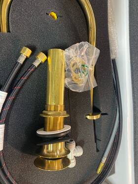 Rohl 824438632486 Am08d3iwulb Amahle 1.2 Gpm Widespread Faucet With Handles And Drain - Brass