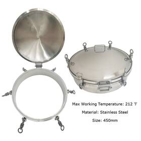 L20w080 Techtongda Used 450mm Stainless Steel Pressure Sanitary Circular Manhole Cover Tank Manway