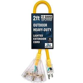 Ww-12t002y Watts Wire Fba 2 Ft - 12 Gauge Heavy Duty 3-outlet Lighted Sjtw Indoor/outdoor Yellow