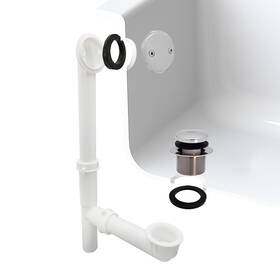 Westbrass Y593244cp-4 14 Inch X 1-1/2 White Tubular Bathtub Waste And Overflow Assembly With