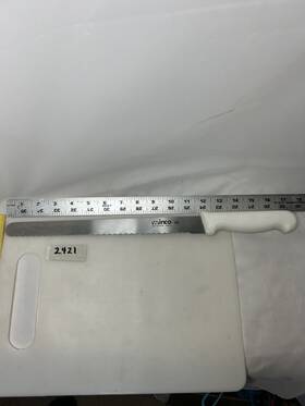 Kwh-11 Winco Bread Knife 11 Inch High Carbon Steel White Handle