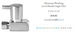New Mountain MT5001L-NL/CPB Contemporary Lever Handle Angle Valve Chrome. Fixed Price $49.99.