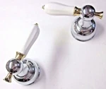 Large Delta H612CB Roman Faucet Handles Porcelain Lever Shiny Chrome&brass. Fixed Price $59.95.