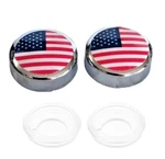 Two Chrome Bolt Cover License Plate Screw Cap For American Flag. Fixed Price $12.99.