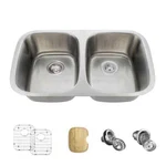 Mr Direct Undermount 29.25'' Stainless Steel Double Equal Bowl Kitchen Sink. Fixed Price $215.99.