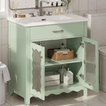 Practicality Bathroom Cabinet With Sink 31'' Vanity Tempered Glass. Fixed Price $314.99.