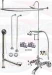 Chrome Tub Mount Clawfoot Faucet Kit W/shower Riser Enclosure, Drain & Supplies. Fixed Price $1221.99.