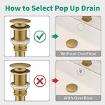 Herobai Sink Drain Without Overflow, Anti-cluttering, No Brushed Gold. Fixed Price $32.01.