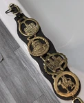 Land Marks Gold Lustre Antique Solid Horse Brass Vintage Leather Wales York. Fixed Price $201.48.