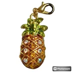 Pineapple Clip Charm Zipper Pull Purse Gold Tone Crystal Tropical Island. Fixed Price $9.99.