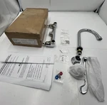 Elkay LK940GN05T6H 2 Hole Service Sink Faucet 8" Mount 6" Wristblade Silver. Fixed Price $66.00.