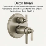 Brizo T75576-NK Invari Thermostatic Valve Trim W/ Integrated 3-FXN Diverter. Fixed Price $513.50.