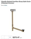 Kohler 7271-CP Clearflo Slotted Overflow Brass Bath Drain Polished Chrome Sets. Fixed Price $140.00.