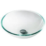 Kraus Round Crystal Clear Glass Vessel Bathroom Sink 16 1/2 Inch GV-100. Fixed Price $172.96.