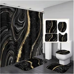 4 Pcs Black Marble Shower Curtain Set With Gold Accents - Elegant Bathroom Decor. Fixed Price $35.69.