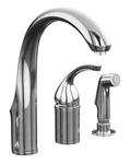 Kohler K-10430-CP Fort 3-HOLE Kitchen Faucet, With Spray, Polished Chrome. Fixed Price $999.00.