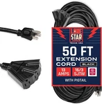Lone Star Outlet Outdoor Extension Cord 50 Ft, 16/3 Black. Fixed Price $41.96.