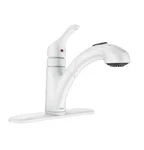 Moen Renzo CA87316W Pullout Kitchen Faucet Glacier Handle Low Arc - White. Fixed Price $124.90.