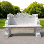 Carved Marble Victorian Style Garden Bench - AZ3. Fixed Price $5500.00.