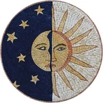 Sun Moon Blue Yellow Bind Stars Night Sky Living Marble Mosaic. Fixed Price $353.00.