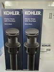 Lot Of (2) Kohler Clicker Drain With Overflow, Matte Black RH1274364-BL. Fixed Price $29.99.